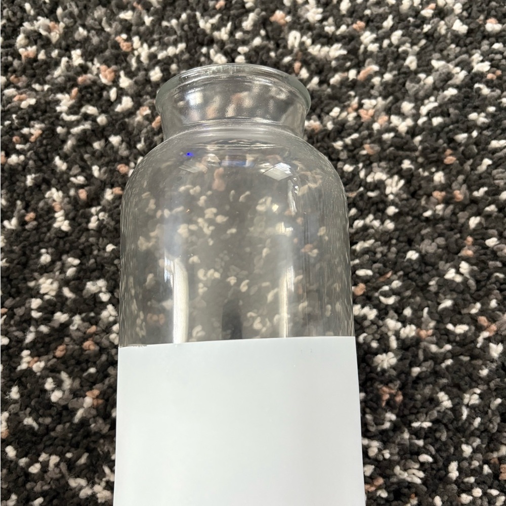 Clear Glass Vase with White Base